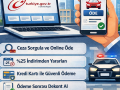 e-Devlet trafik cezası ödeme ekranı, 2026 güncel online ceza sorgulama ve %25 indirimli ödeme adımlarını gösteren bilgilendirici görsel