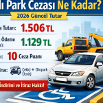 Hatalı park cezası 2026 görseli: 1.506 TL ceza tutarı, %25 erken ödeme indirimi, 10 ceza puanı ve araç çekilirse çekici otopark ücreti bilgileri.