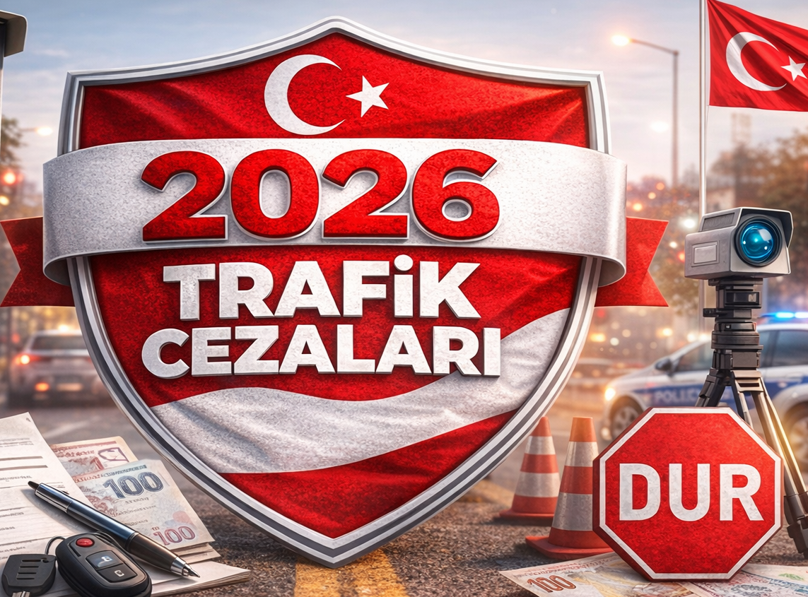 2026 trafik cezaları güncel listesi, radar, polis aracı ve dur levhası görseli