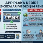 APP plaka nedir, 2026 yılı cezaları ve değişim rehberini içeren karşılaştırmalı infografik. Yasal ve yasak plaka farkları ile noter ve şoförler odası değişim adımları.