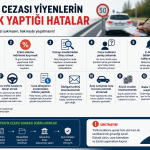 Trafik cezası yiyen sürücülerin en çok yaptığı hataları gösteren bilgilendirici infografik görseli