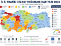 Türkiye il il trafik cezası yoğunluk haritası 2026. İstanbul, Ankara, İzmir, Adana ve Kocaeli başta olmak üzere en çok trafik cezası kesilen şehirleri ve ceza yoğunluk seviyelerini gösteren harita.