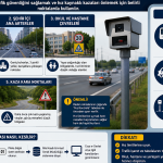 Radar nerelerde olur infografik görseli: otoyol, şehir içi ana yol, okul ve hastane çevresi, tüneller ve kaza kara noktalarında radar yerleri ile sabit, mobil ve ortalama hız radar sistemlerinin açıklaması.
